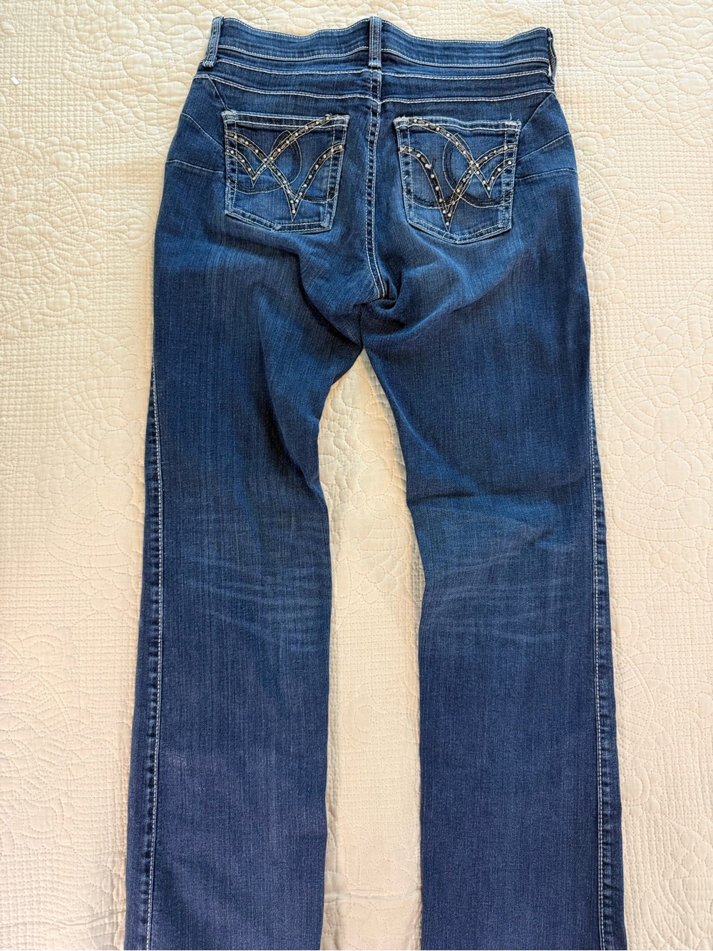 Q-Baby Wrangler Retro Jeans Womens 5/6 X34 Blue Mid Rise
Bootcut Western Rodeo